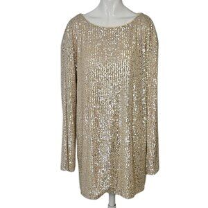 Revolve Lovers + Friends Coco Tunic Allover Sequin Dress, Silver, Oversize, XS